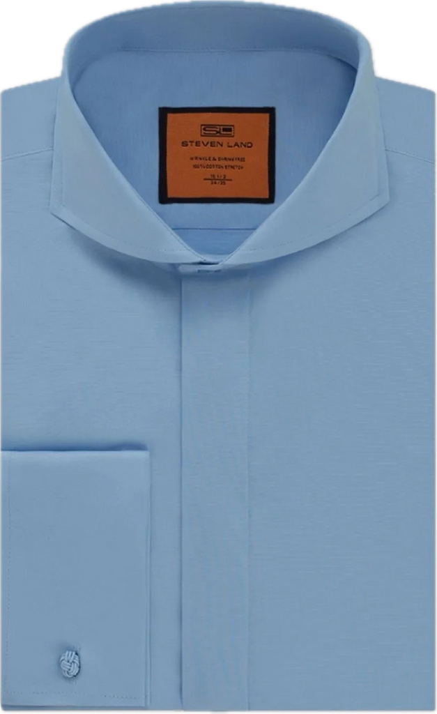 NEW Light Blue Steven Land Cutaway Collar Shirt