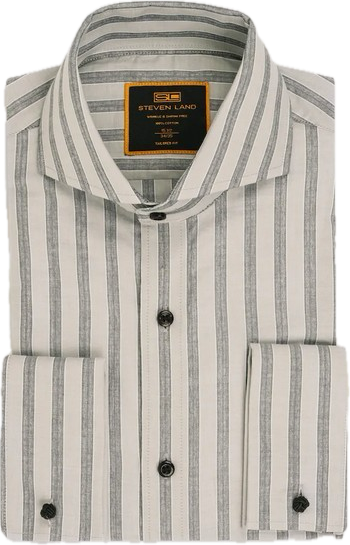 NEW Pewter Vertical Striped Steven Land Cutaway Collar Shirt