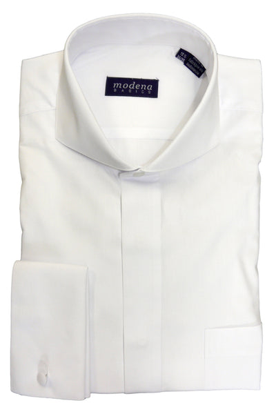 Modena - White Cutaway Collar Dress Shirt CutawayCollars.com Modena - White Cutaway Collar Dress Shirt CutawayCollars.com