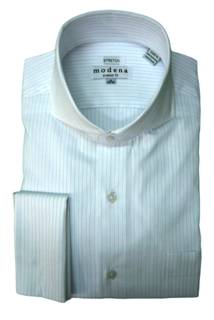 Blue Pinstripe Cutaway Collar Dress Shirt
