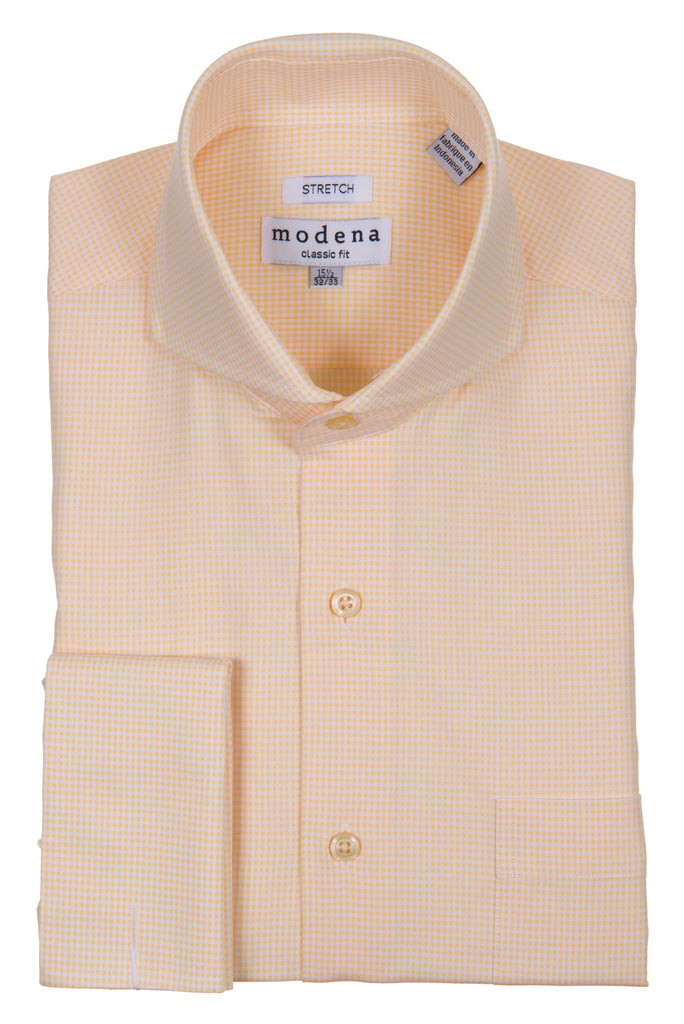 Maize (Yellow) Mini-Gingham Cutaway Collar Shirt