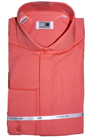 Salmon Cotton Cutaway Collar Dress Shirt