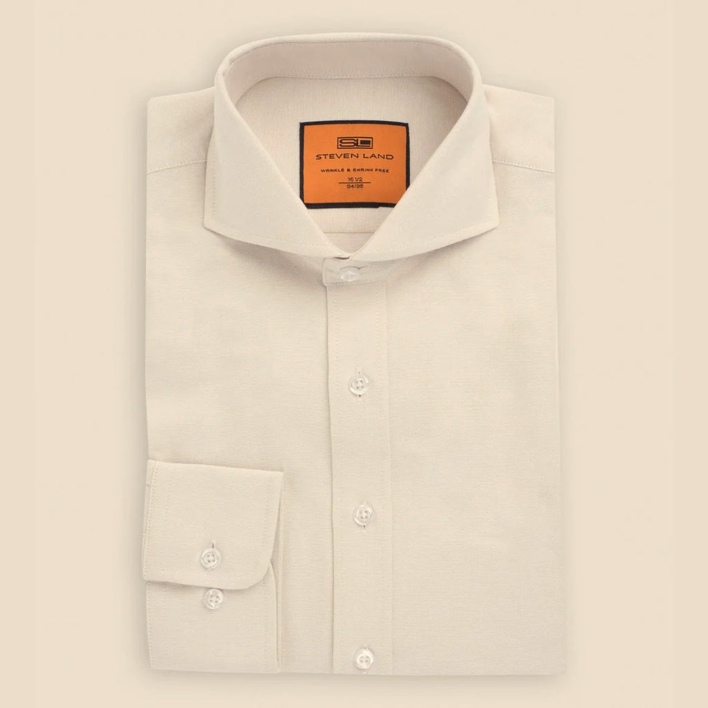 NEW Ecru Steven Land Cutaway Collar Shirt with Convertible Cuffs