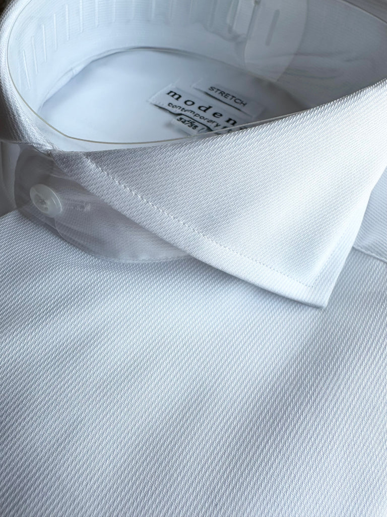 NEW White Pincord Contemporary fit Cutaway Collar Dress Shirt