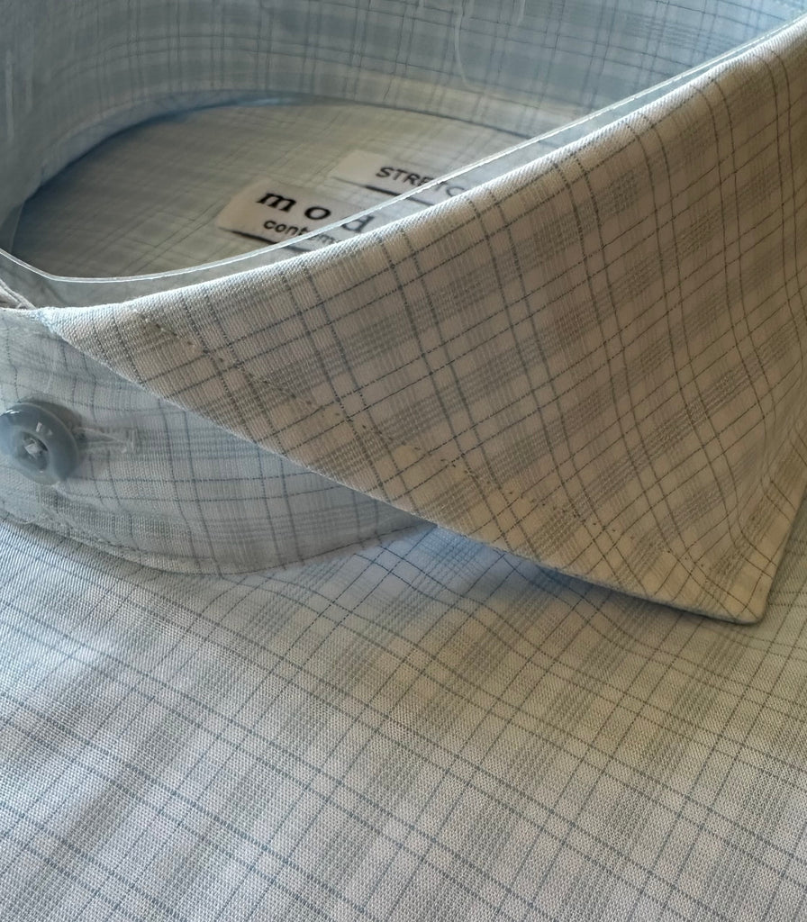 NEW Grey Tattersall Contemporary fit Cutaway Collar Dress Shirt