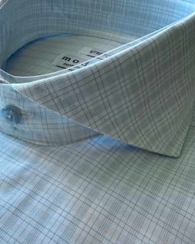 NEW Light Blue Tattersall Contemporary fit Cutaway Collar Dress Shirt