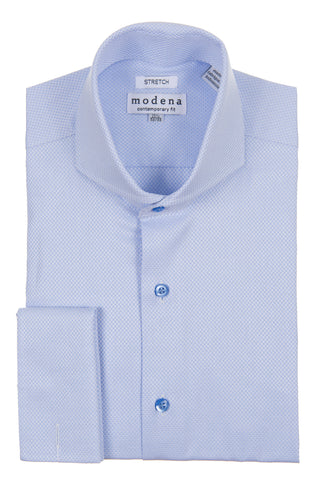 Blue Pique Contemporary fit Cutaway Collar Dress Shirt