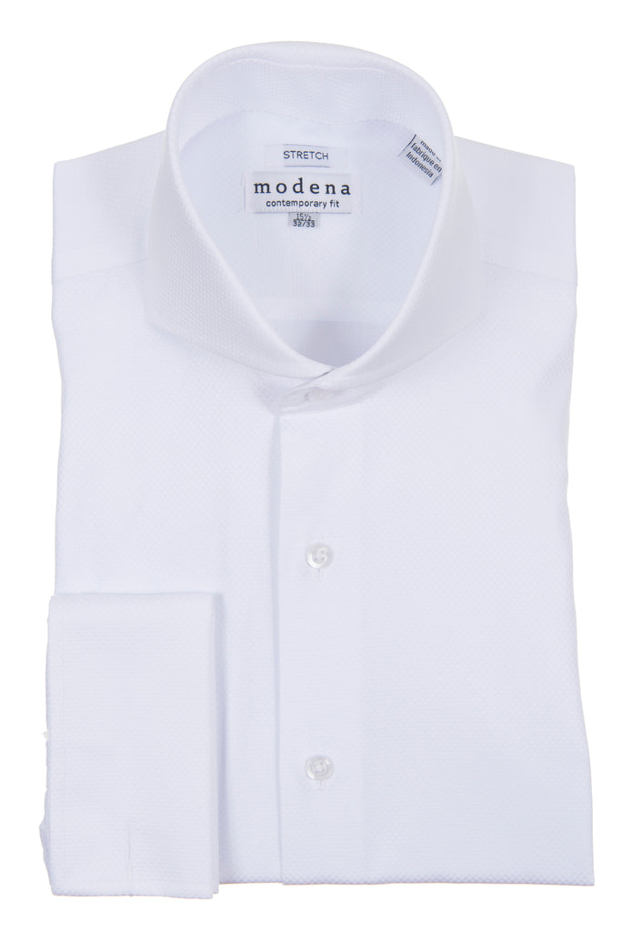 White Pique Contemporary fit Cutaway Collar Dress Shirt
