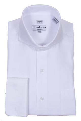 White Pique Cutaway Collar Dress Shirt