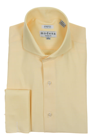 Yellow Pique Cutaway Collar Dress Shirt