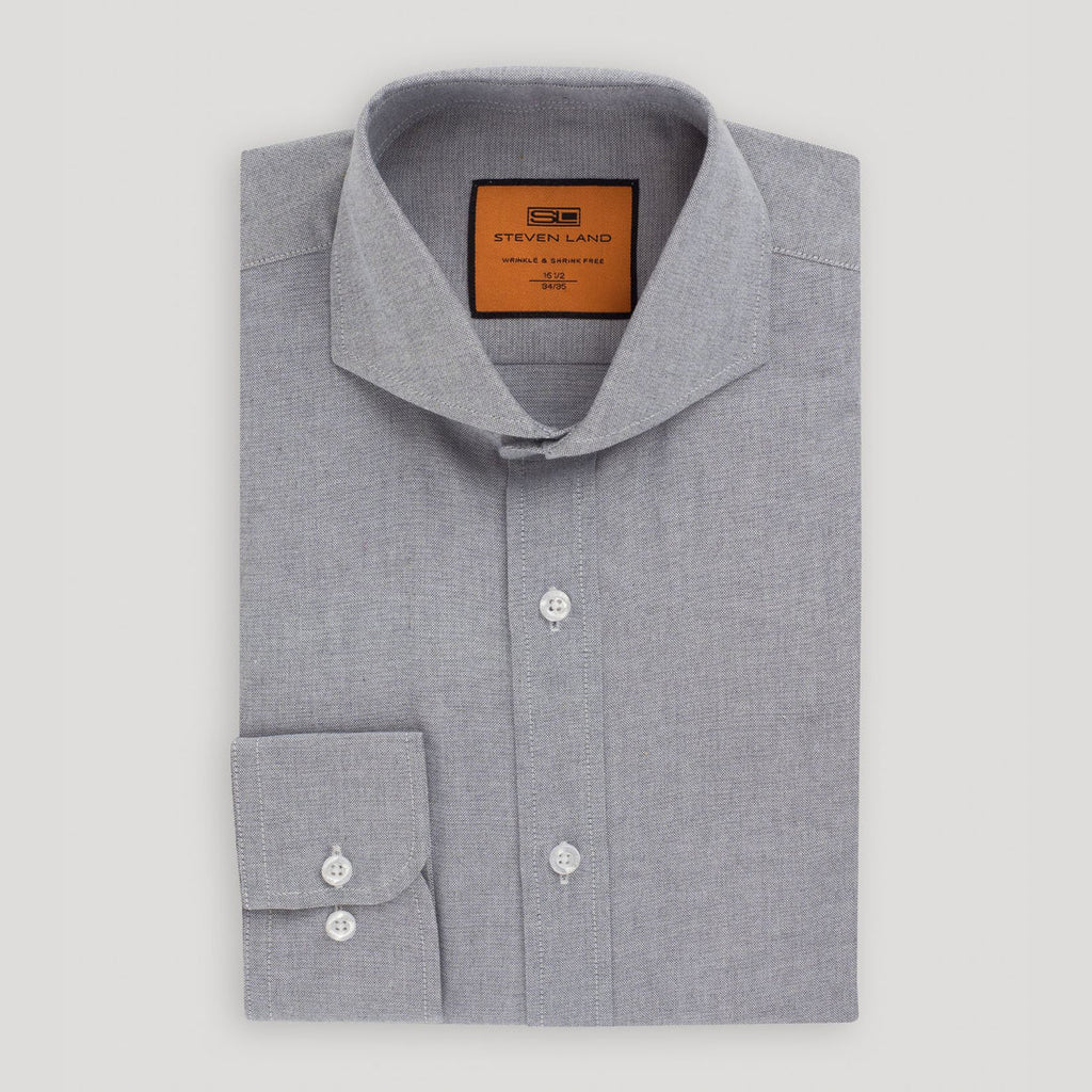 NEW Grey Steven Land Cutaway Collar Shirt with Convertible Cuffs