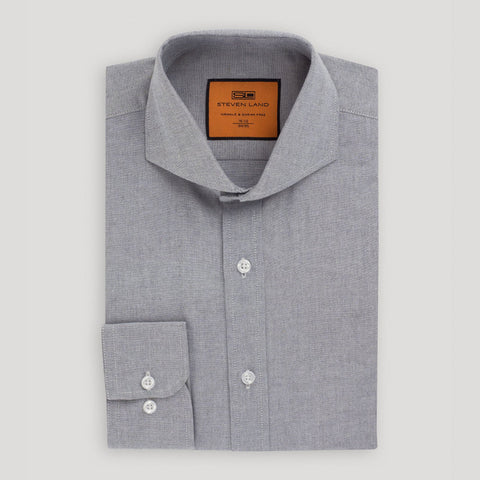 NEW Grey Steven Land Cutaway Collar Shirt with Convertible Cuffs