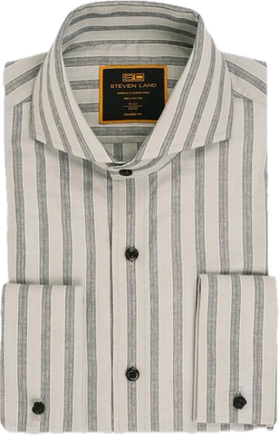 NEW Pewter Vertical Striped Steven Land Cutaway Collar Shirt