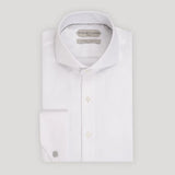 NEW White Steven Land Basket Weave Cutaway Collar Shirt