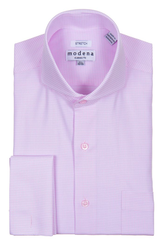 Pink Mini-Gingham Cutaway Collar Shirt