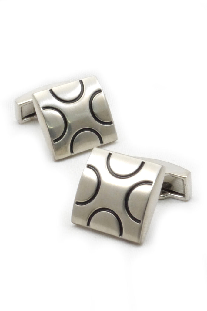 Silver and Black Geometric Cufflinks