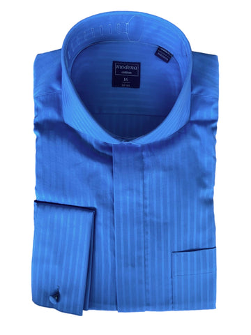 Cadet Blue Tone on Tone Striped Cutaway Collar Shirt