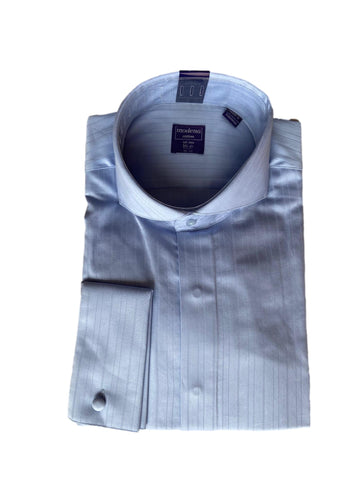 Powder Blue Tone on Tone Striped Cutaway Collar Shirt