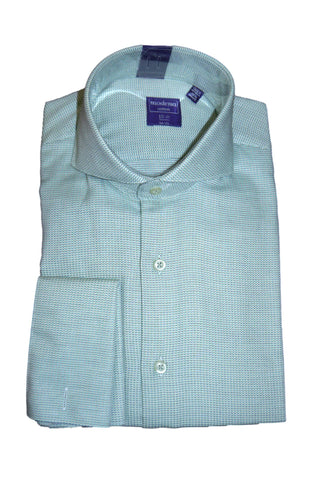 Green Mini-check Cutaway Collar Shirt