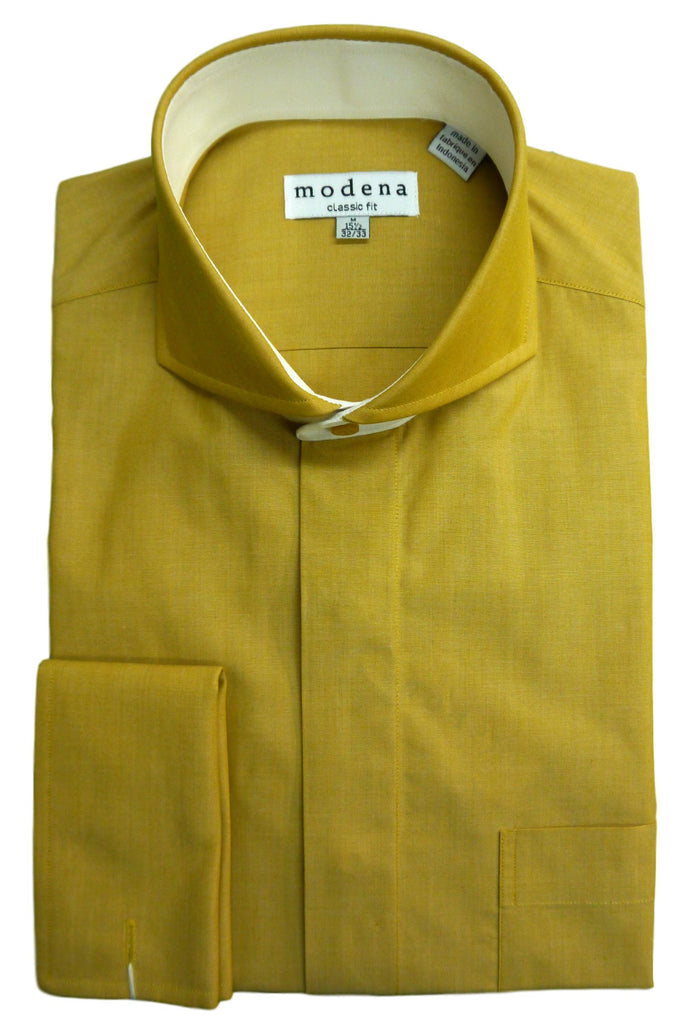 Gold Solid Cutaway Collar Dress Shirt