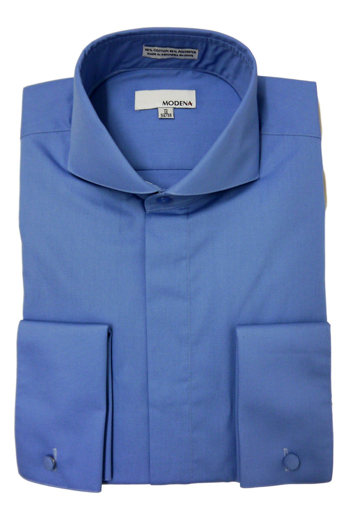 Modena - Cadet Blue Cutaway Collar Dress Shirt CutawayCollars.com Modena - Cadet Blue Cutaway Collar Dress Shirt CutawayCollars.com