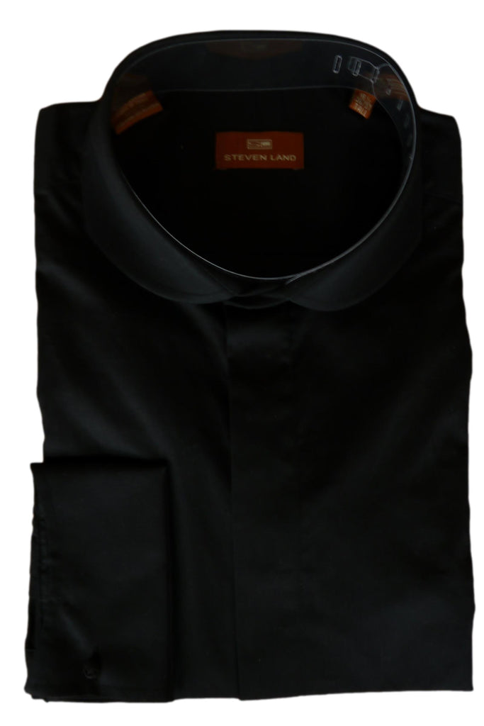 Black Steven Land ROUNDED Cutaway Collar Shirt